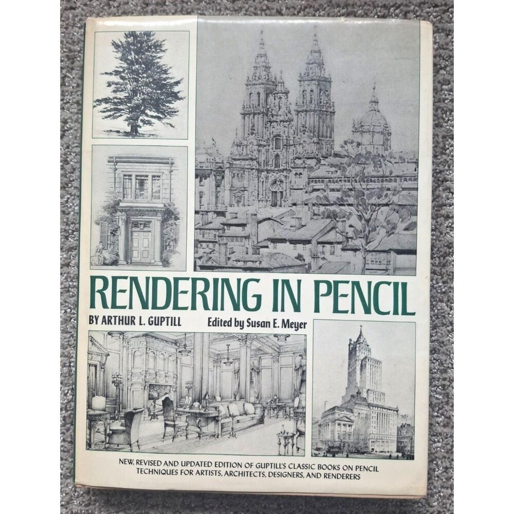 Rendering in Pencil by Arthur L. Guptill 1977 Hardcover Book Design Architecture